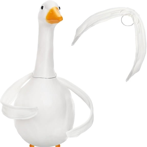 Poseable Goose Wings for 23"-28" Large Porch Goose, Adjustable Wire White Goose Wings Lawn Ornaments Accessories with Ribbon for Cement Plastic Yard Goose Statue,1PC