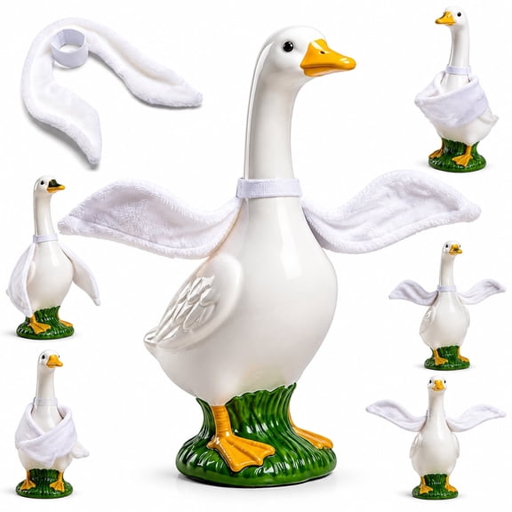 Poseable Goose Wings for Porch Lawn Goose Outfit Accessories, Flexible White Geese Arms for 23-28 Inch Outdoor Patio Yard Lawn Art Decoration, Adjustable Wings for Garden Statue Porch Decor