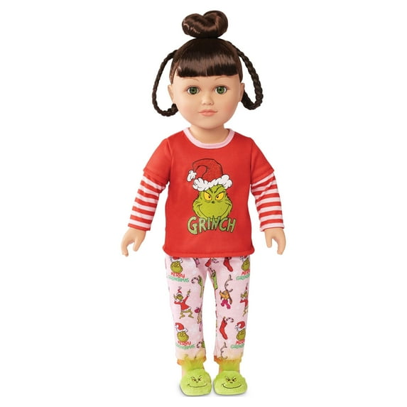 Poseable Grinch Sleepover 18 inch Doll, Brunette Hair, Green Eyes