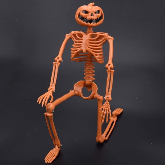 Poseable Halloween Skeleton Decor, Full Body Poseable Plastic Skeleton for Haunted House Party Decorations, Great for Halloween Props and Scary Graveyard Displays (1 x Skeleton, 40x10cm)