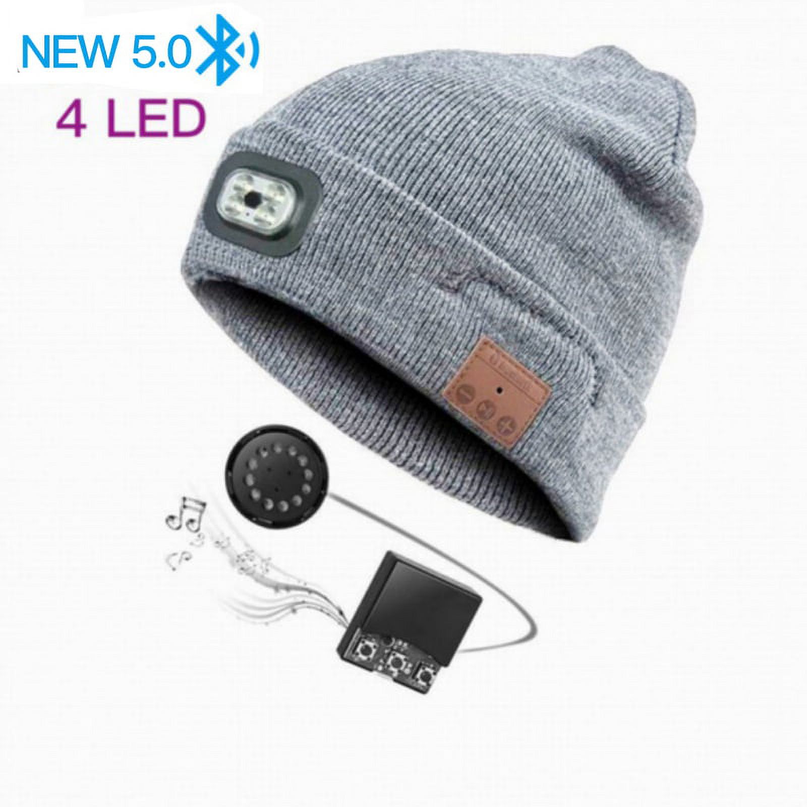 Poseca Bluetooth Beanie Hat LED Beanie Hat, Unisex Wireless Headphone Beanie USB Rechargeable Lighted Cap with Built-in HD Stereo Speakers & Mic - image 1 of 1