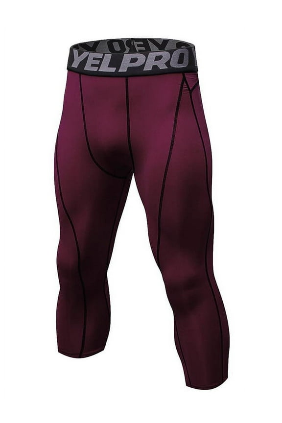 Men Quick Dry Compression Tights Capri Running Yoga Pants Leggings