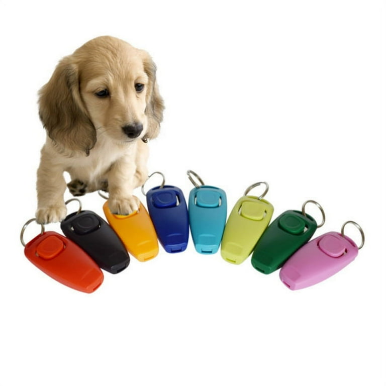 Poseca Pet Dog Training Tool Multi Colors Optional Dogs 2 in 1 Clicker Whistle Training Supplies
