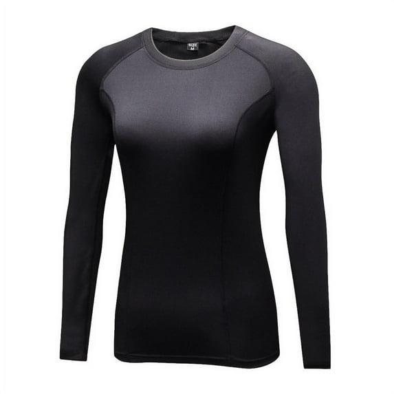 Poseca Women Long Sleeve Velvet Compression Quick Dry Sports Running Athletic T-shirts Tops
