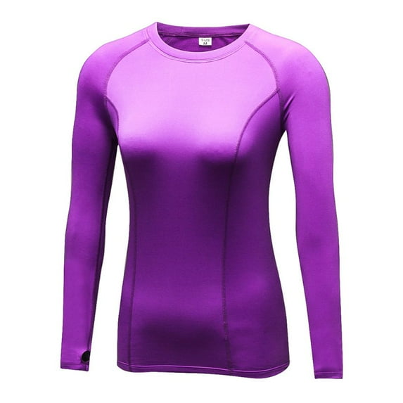 Poseca Women Long Sleeve Velvet Compression Quick Dry Sports Running Athletic T-shirts Tops