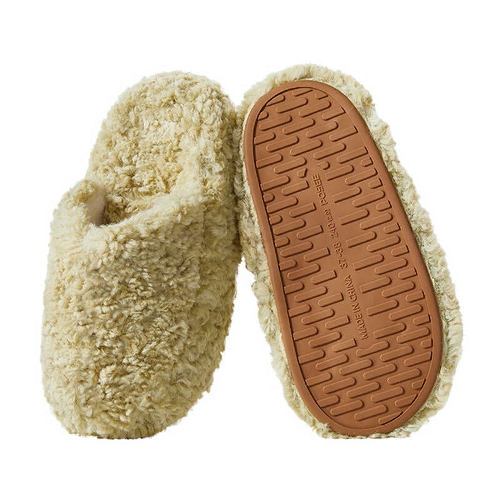 Posee Fuzzy Slippers For Women, Fluffy Cushioned Memory Foam Slide