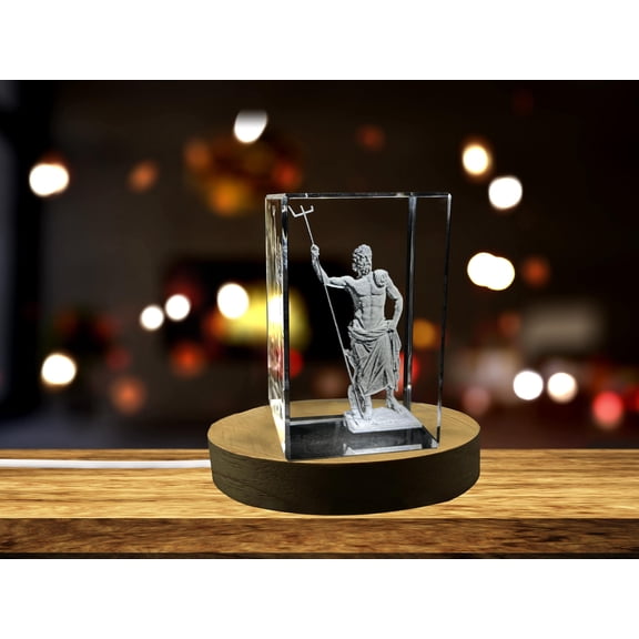 Poseidon 3D Engraved Crystal Keepsake/Gift/Decor/Collectible/Souvenir