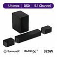 thumbnail image 1 of ULTIMEA 5.1 Virtual Surround Sound Bar, 320W Home Theater Surround System with Adjustable Speakers & Subwoofer, Bluetooth, Poseidon D50, 1 of 7