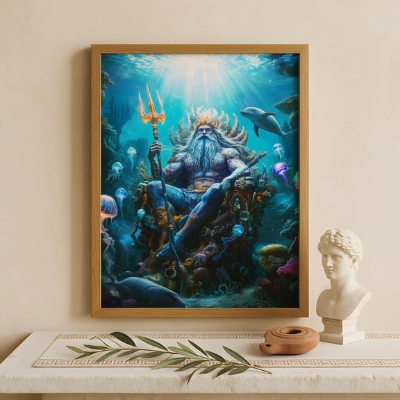 Poseidon Greek God Of The Sea Mythology Wall Art Stretched Canvas 8x10in