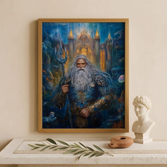 Poseidon Mythology Print Ancient Greek God Art Unframed Paper Poster 8x10in
