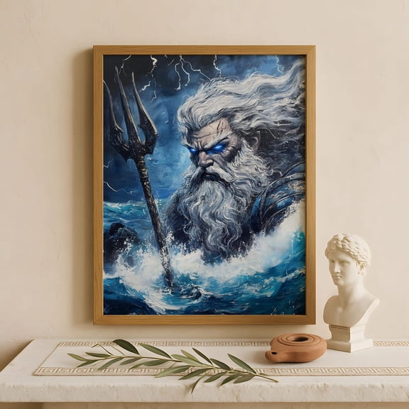 Poseidon Poster, Greek God Of The Sea Mythology Art