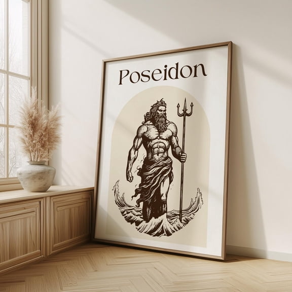 Poseidon Poster Poseidon Greek God of the Sea Mythology Art Vintage Poseidon Poster Greek God Poster Aesthetic Wall Art Museum Poster