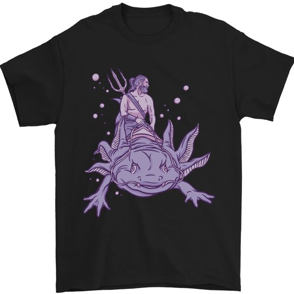 Poseidon Riding an Avalotis Mens T-Shirt 100% Cotton