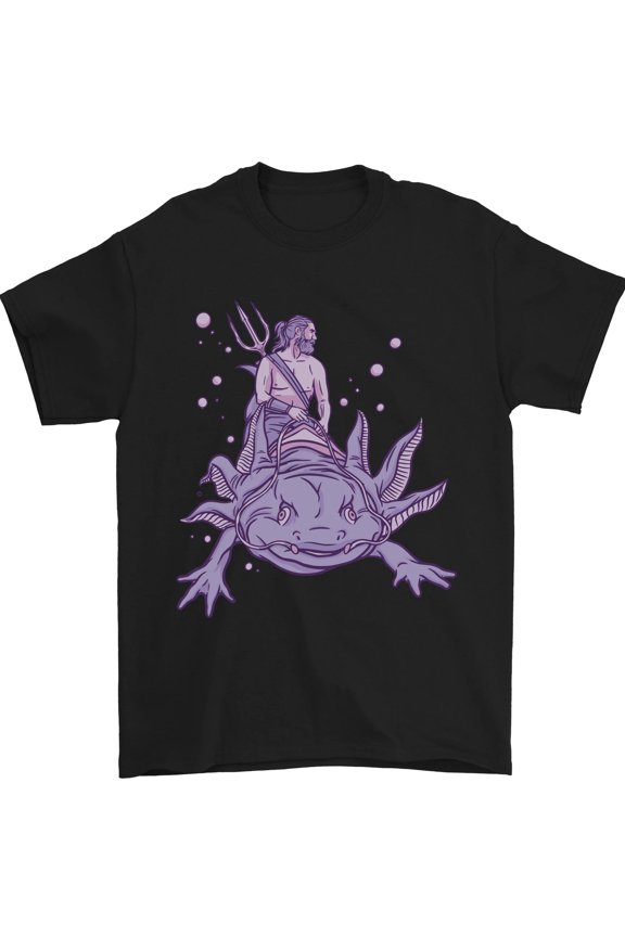 Poseidon Riding an Avalotis Mens T-Shirt 100% Cotton