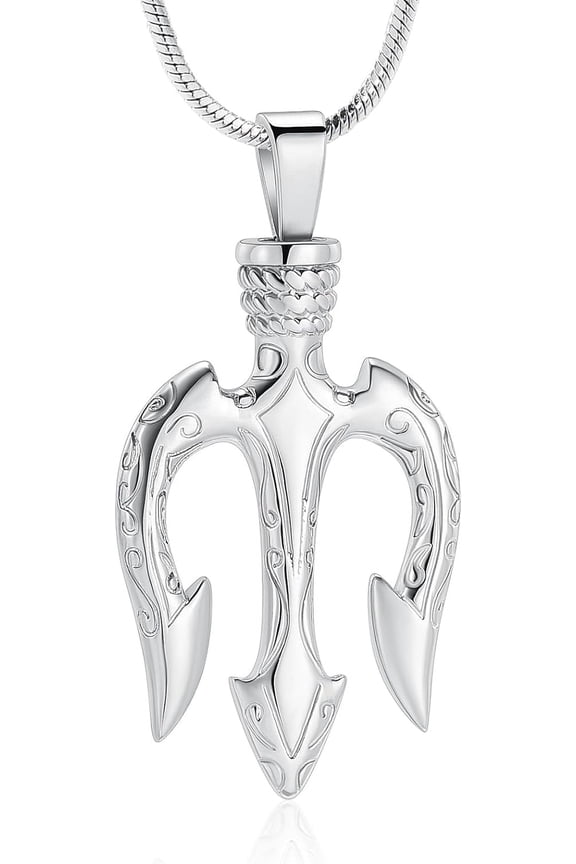 Poseidon Trident Cremation Jewelry for Ashes Ancient Greece Amulet Urn Necklace Ashes Holder for Loved One Keepsakes Pendant Jewelry for Men Women