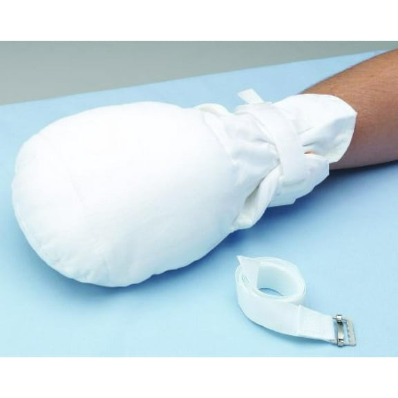Posey Double-Security Hand Control Mitt, Mesh/Fiber Fill, 1-Strap, Strap Fastening, One Size Fits Most, White, 2 Count