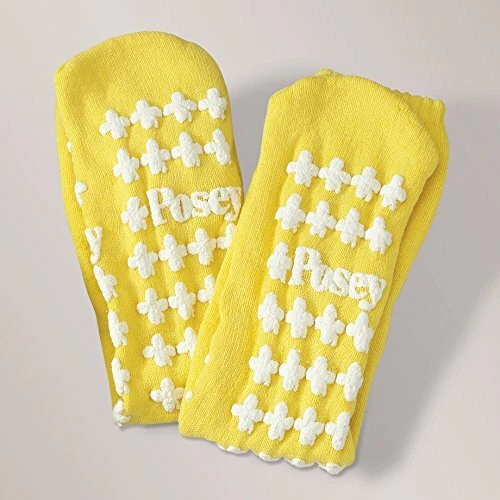 GROSSYGLOW Posey Yellow Fall Management Socks, Large, 1 Pair