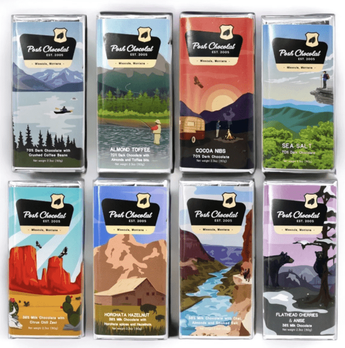 Posh Chocolat National Park Chocolate Bars, 8-Pack, 19oz