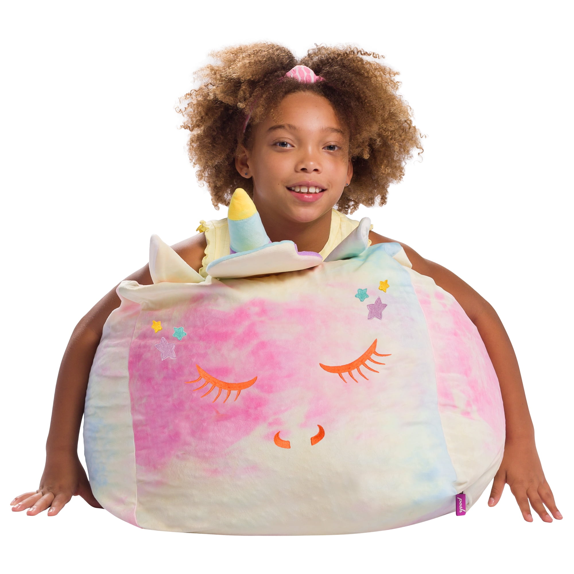 Posh Creations Animal Bean Bag Chair Soft Plush Fabric Kids 1.5 ft Tie Dye Unicorn Walmart