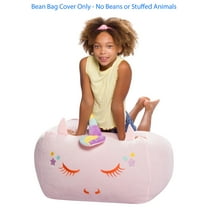 Posh Creations Animal Bean Bag Stuffable Cover, Soft Cover, Kids, 2 ft, Pink Unicorn