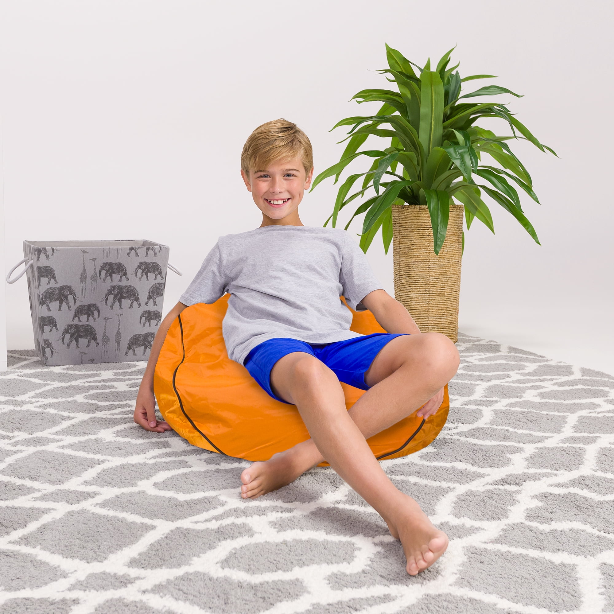 Posh Creations Bean Bag Chair, Kids, 2.25 ft, Basketball Orange