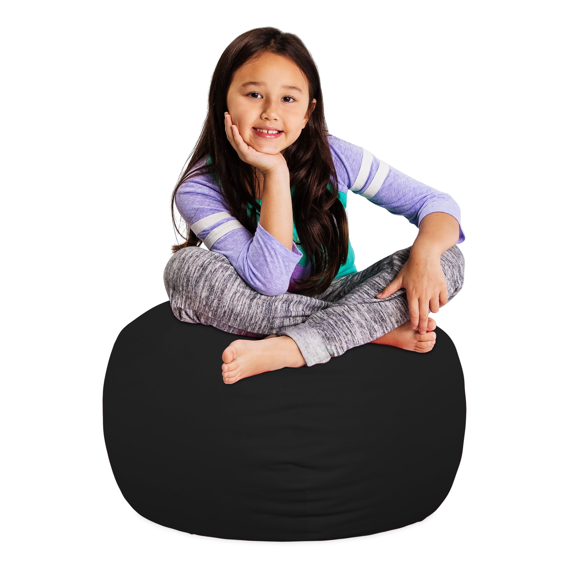 Posh Creations Bean Bag Chair, Kids, 2.25 ft, Black