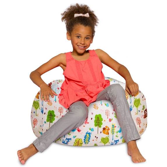 Posh Creations Bean Bag Chair, Kids, 2.25 ft, Canvas Animals Forest Critters