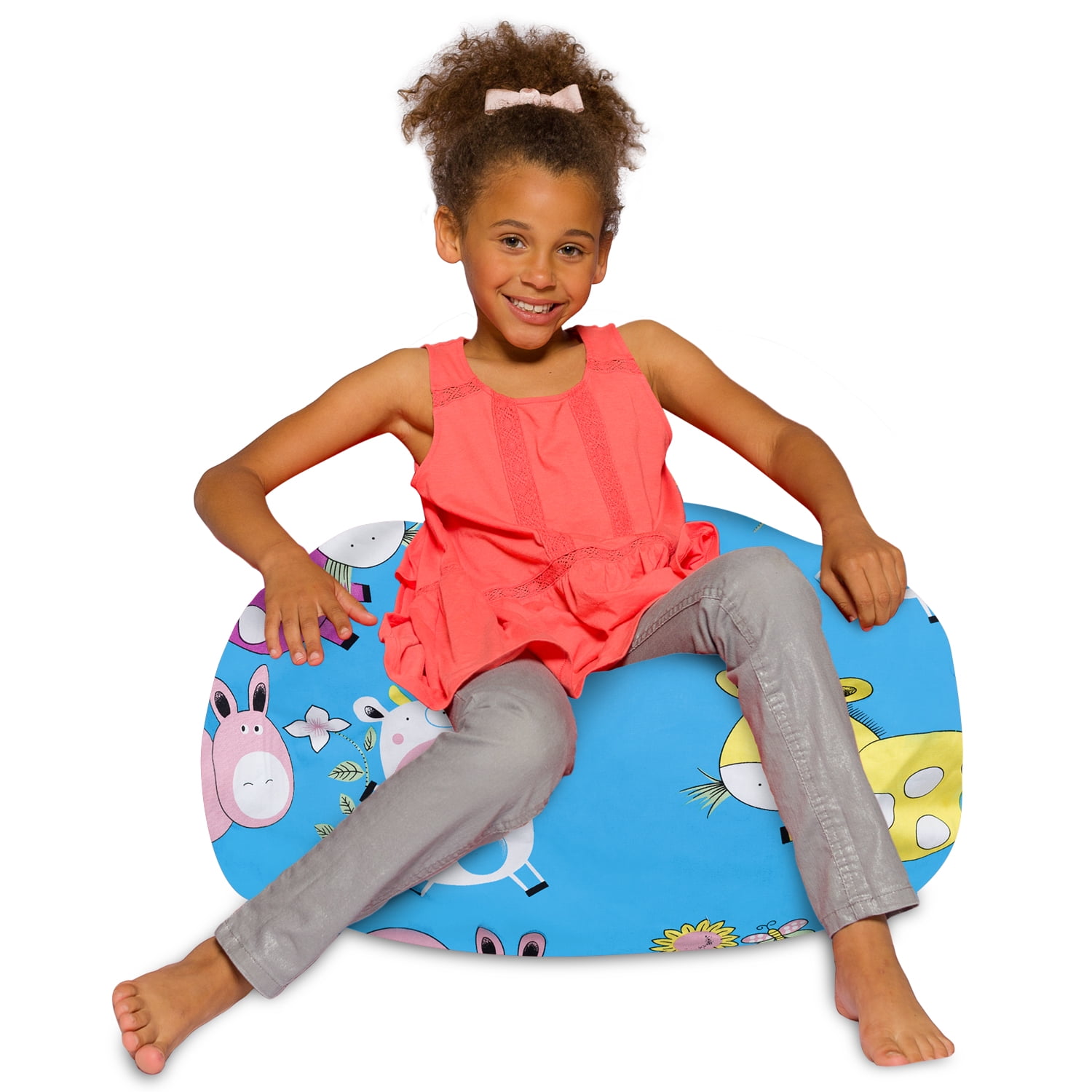 Posh Creations Bean Bag Chair, Kids, 2.25 ft, Canvas Farm Animals On Blue