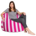 thumbnail image 1 of Posh Creations Bean Bag Chair, Soft Lounger, Adults, Kids, 4 ft, Pink Stripes, 1 of 4