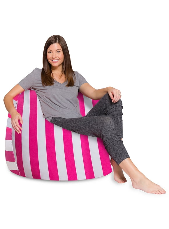 Posh Creations Bean Bag Chair, Soft Lounger, Adults, Kids, 4 ft, Pink Stripes