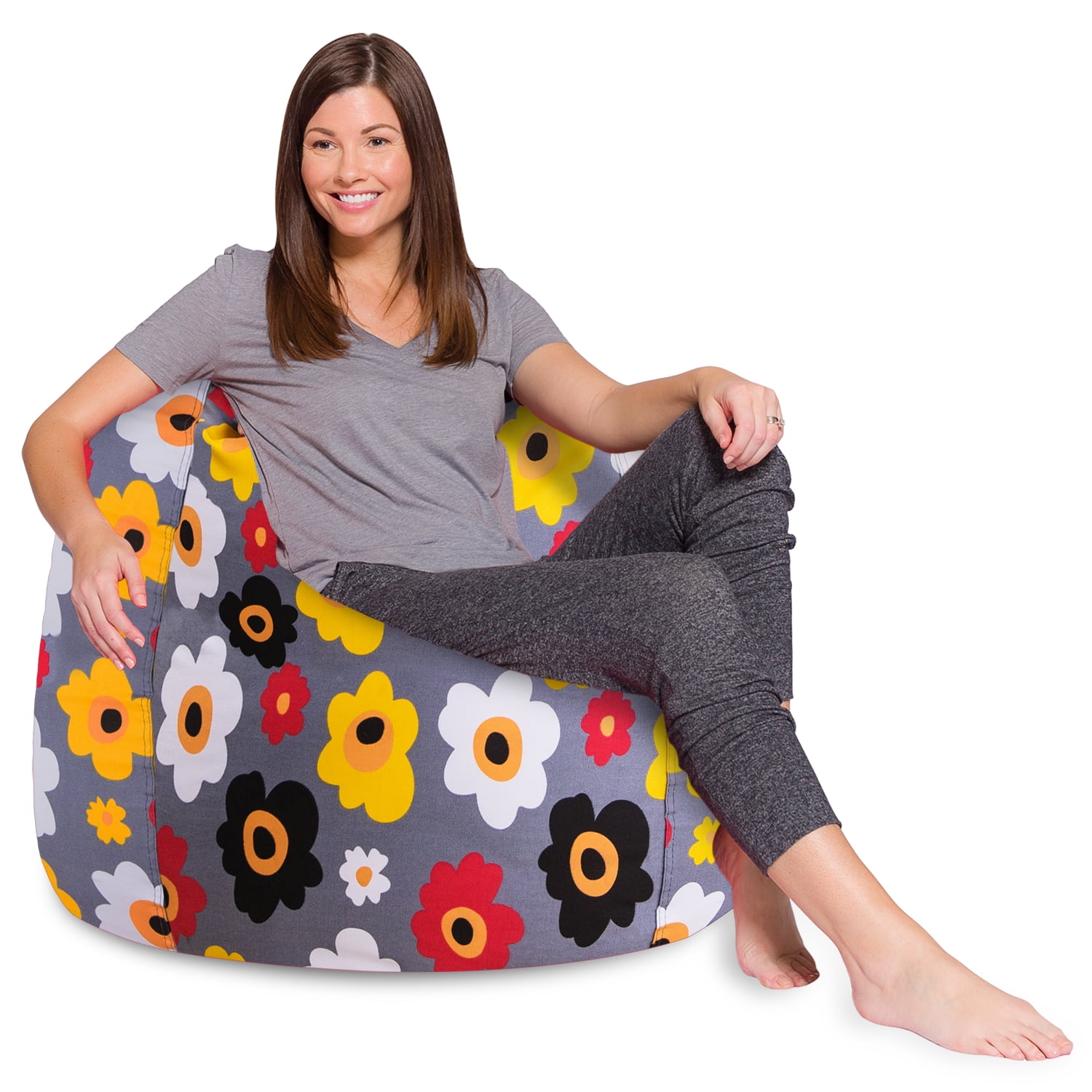 Posh Creations Bean Bag Chair, Soft Lounger, Kids, 4 ft, Gray