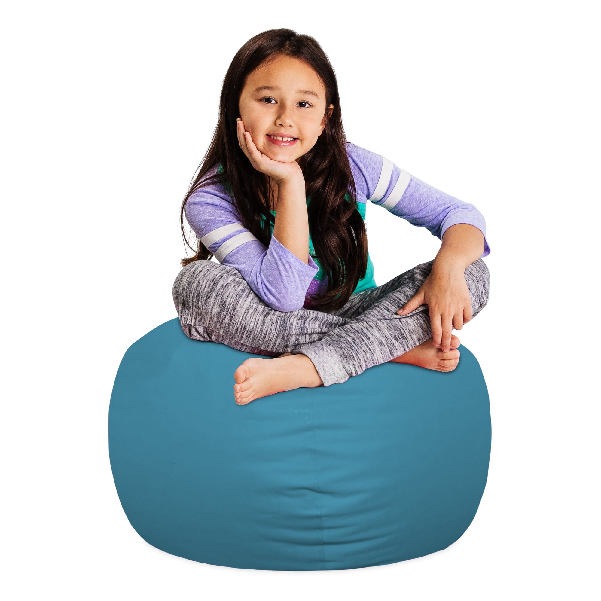 Posh Creations Bean Bag Chair, Soft Lounger for Sitting, Nylon, Kids, 3 ft, Teal Blue