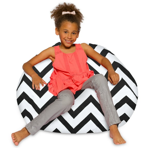 Posh Creations Bean Bag Chair, Soft Lounger for Sitting for Kids, Nylon, 3 ft, Black