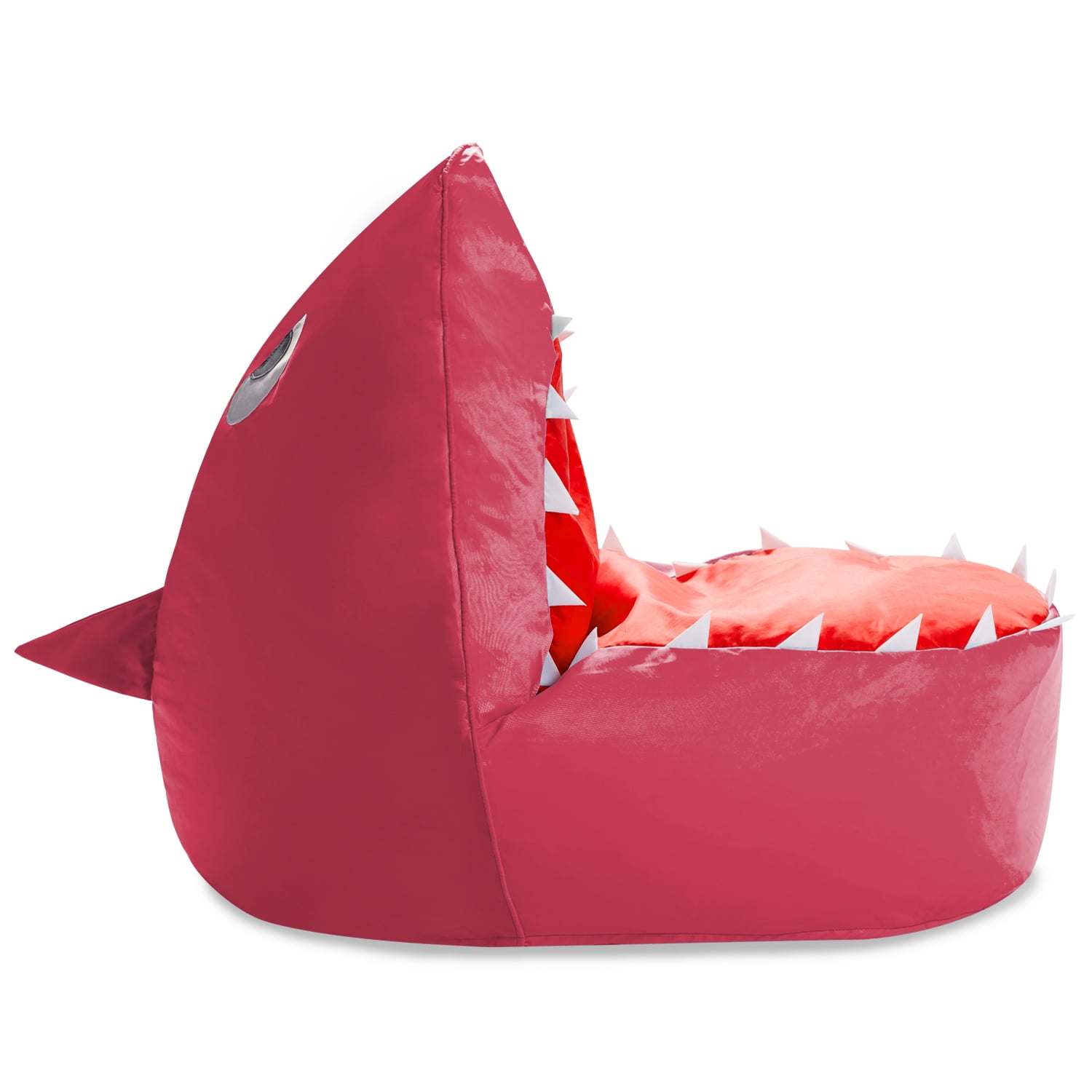 Posh Creations Bean Bag Chair, Soft Shark Lounger for Sitting, Reading,Kids, 2.5 ft, Pink
