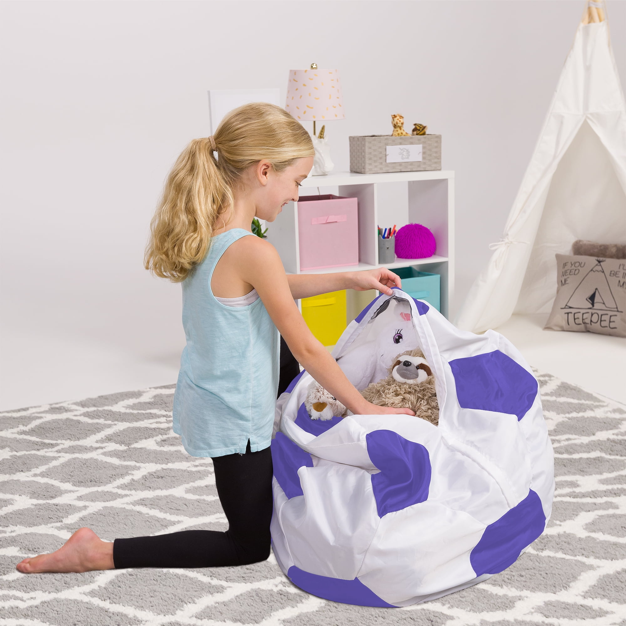 Posh Creations Bean Bag Stuffable Cover Only Stuffed Animal Storage Kids Canvas 3ft Black 8 ball Walmart