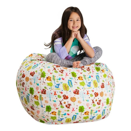 Posh Creations Bean Bag Stuffable Cover Only - Toy Organizer, Canvas, Kids, 3 ft, Forest Critters