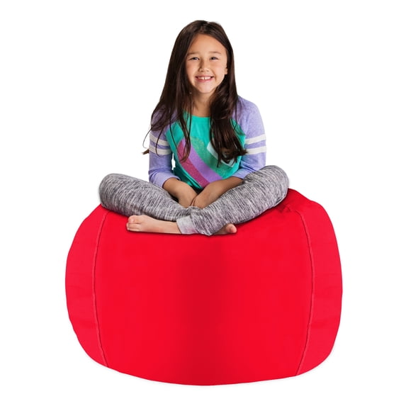 Posh Creations Bean Bag Stuffable Cover Only-Toy Organizer, Nylon, Kids, 3 ft, Red