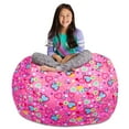 thumbnail image 1 of Posh Creations Bean Bag Stuffable Cover Only-for Toys,Canvas,Kids, 4 ft, Hearts and Flowers on Pink, 1 of 3