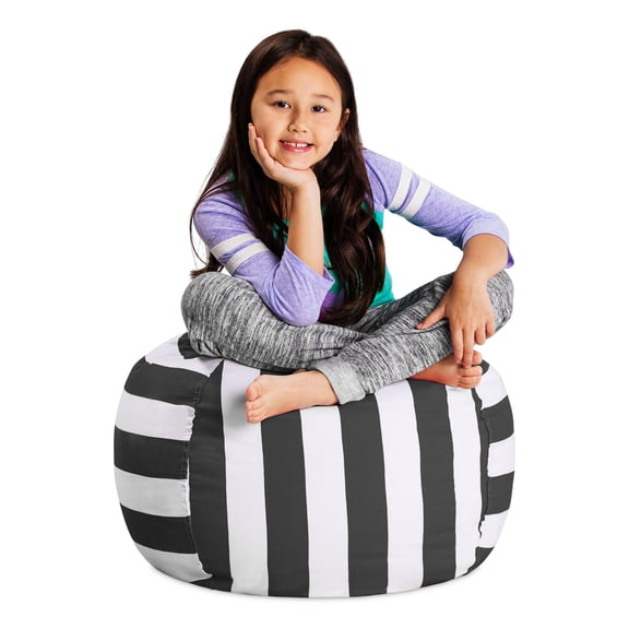 Posh Creations Bean Bag Stuffable Cover - Toy Organizer, Soft Cover, Kids, 2.25 ft, Gray Stripes