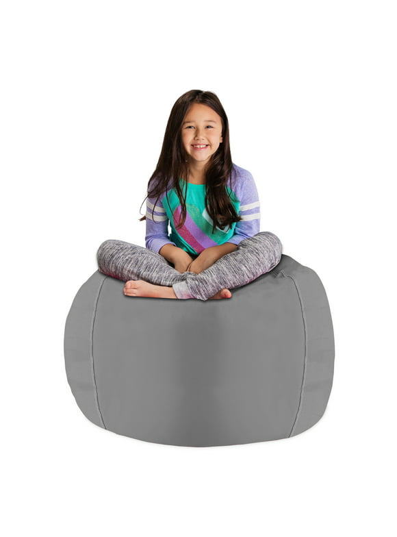 Posh Creations Bean Bag Stuffable Cover - Toy Organizer, Soft Cover, Kids, 3 ft, Gray