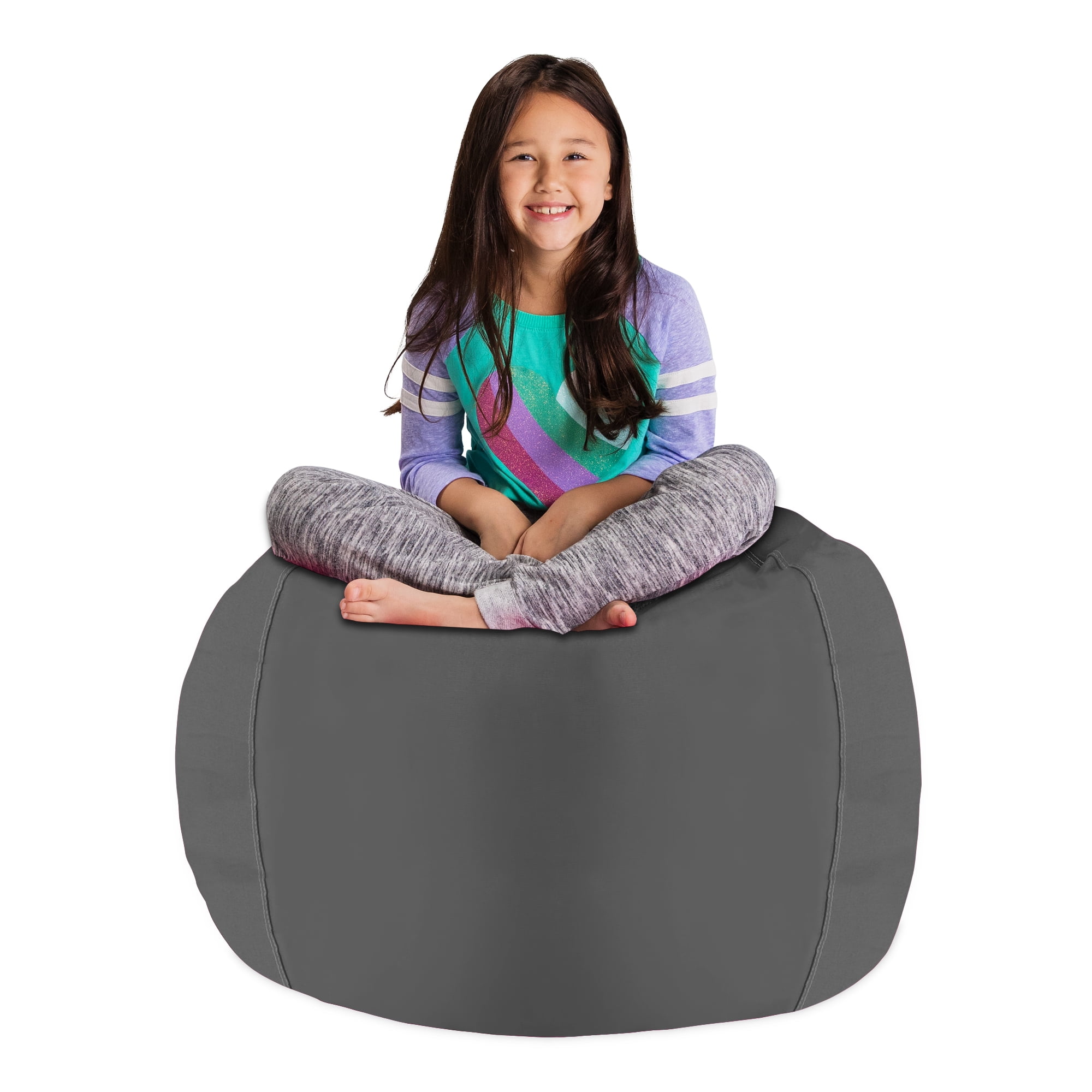 Posh Creations Bean Bag Stuffable Cover - Toy Organizer, Soft Cover, Kids, 3 ft, Heather Gray