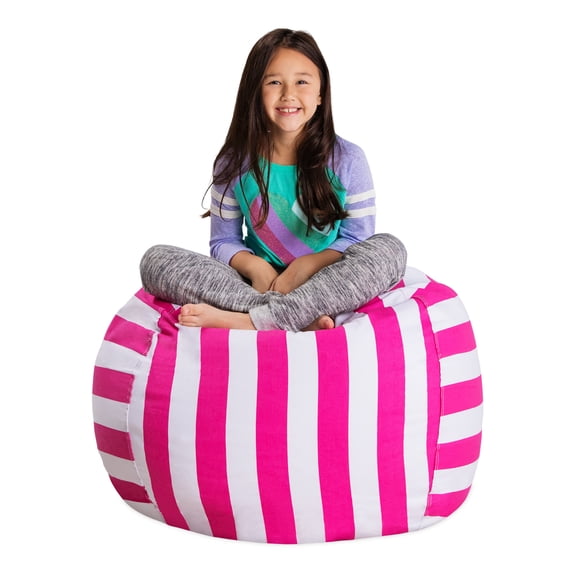 Posh Creations Bean Bag Stuffable Cover - Toy Organizer, Soft Cover, Kids, 3 ft, Pink Stripes