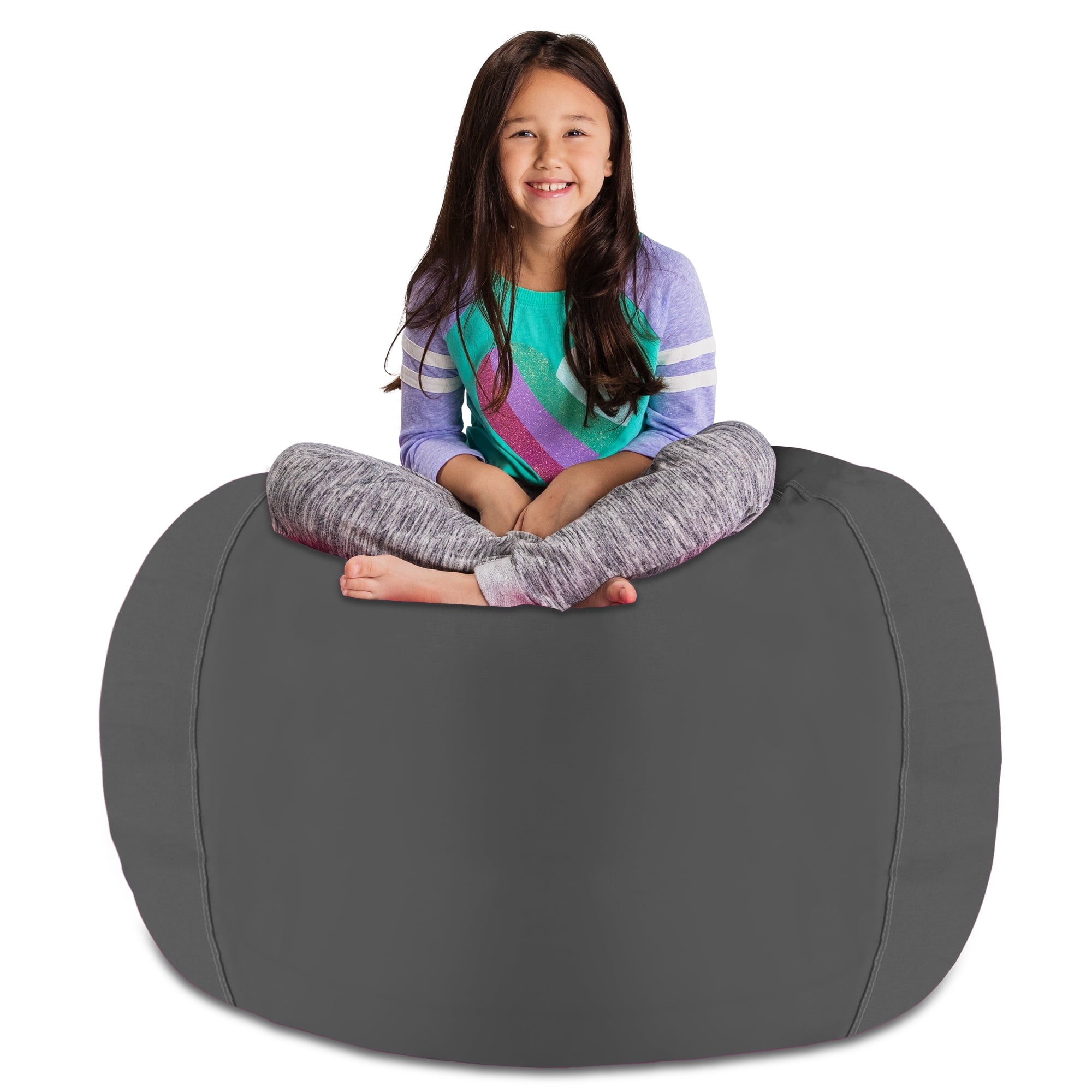 Posh Creations Bean Bag Stuffable Cover - Toy Organizer, Soft Cover, Kids, 4 ft , Heather Gray