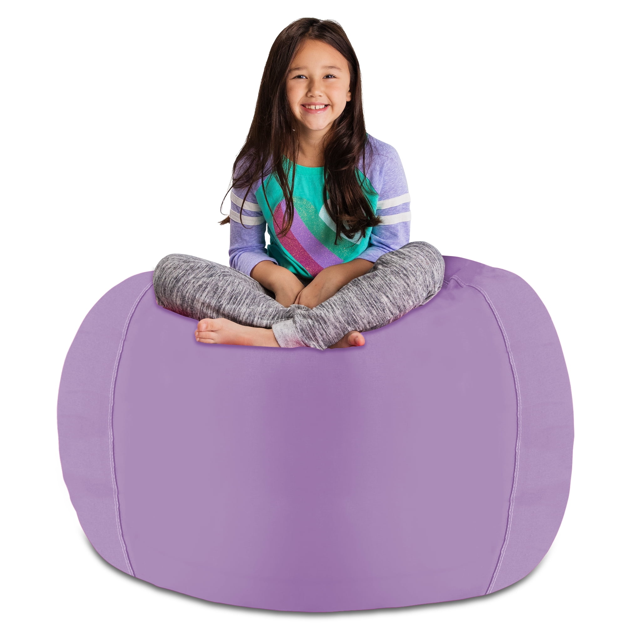 Posh Creations Bean Bag Stuffable Cover - Toy Organizer, Soft Cover, Kids, 4 ft , Purple