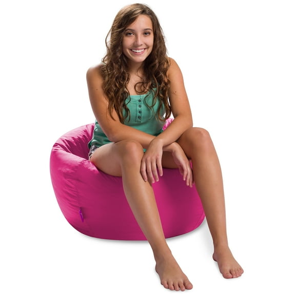 Posh Creations Classic Bean Bag Chair, Bead Filled Comfy Seat, Kids & Teens, Nylon, 2.8 ft, Pink