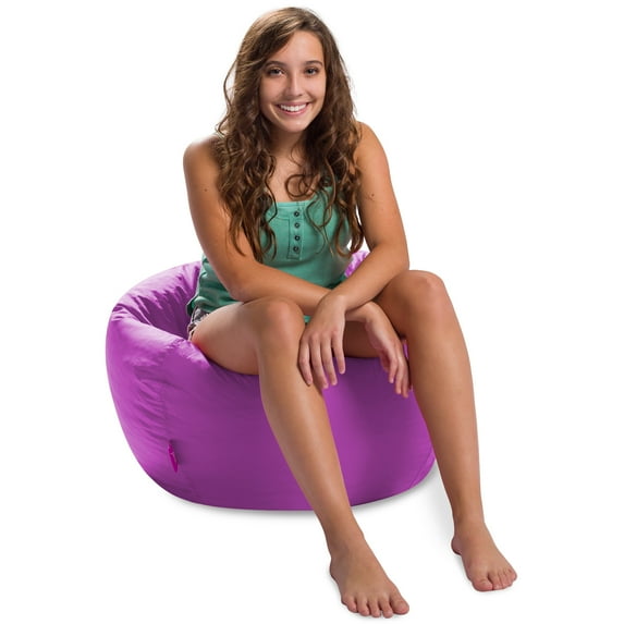 Posh Creations Classic Bean Bag Chair, Bead Filled Comfy Seat, Kids & Teens, Nylon, 2.8 ft, Purple