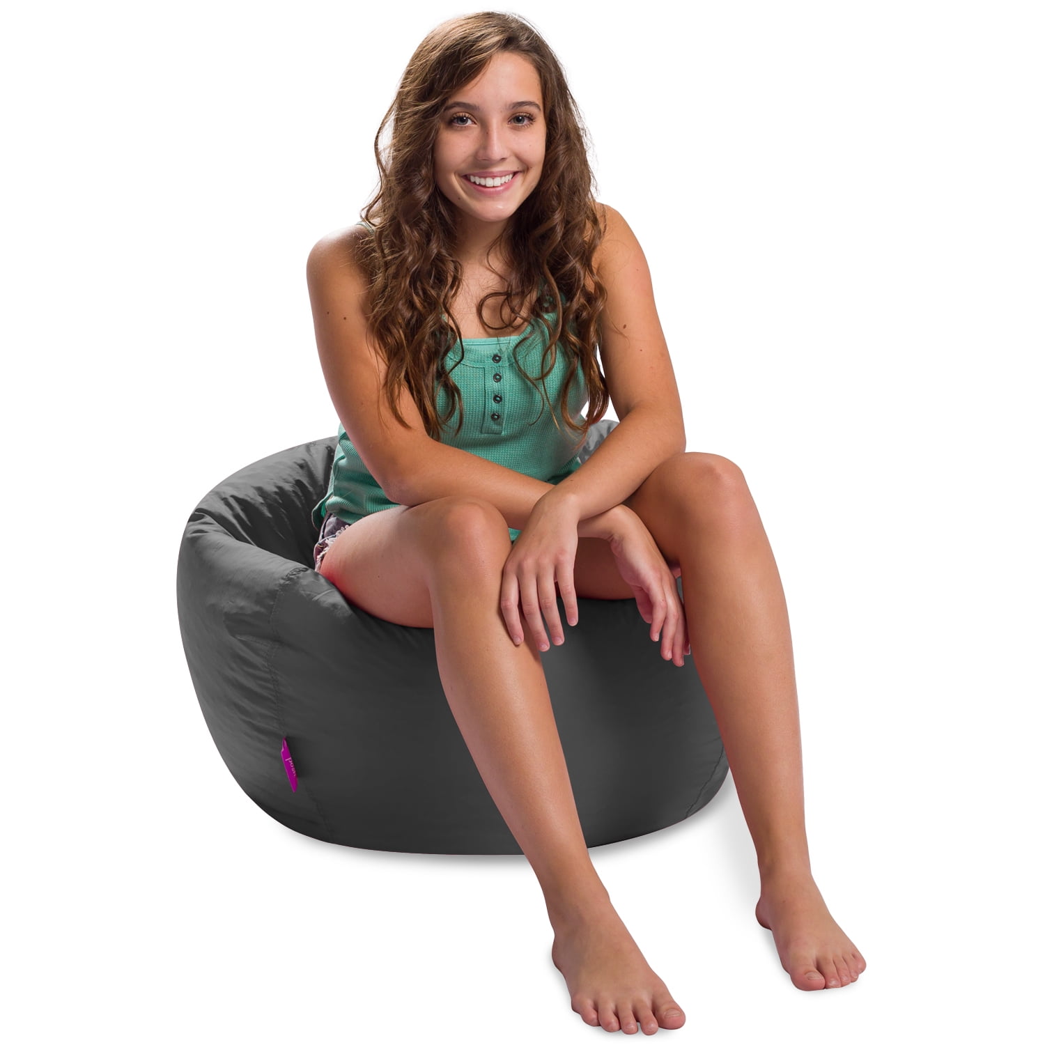Posh Creations Classic Bean Bag Chair, EPS Bead filled Lounger, Nylon, Kids, 2.5 ft, Gray