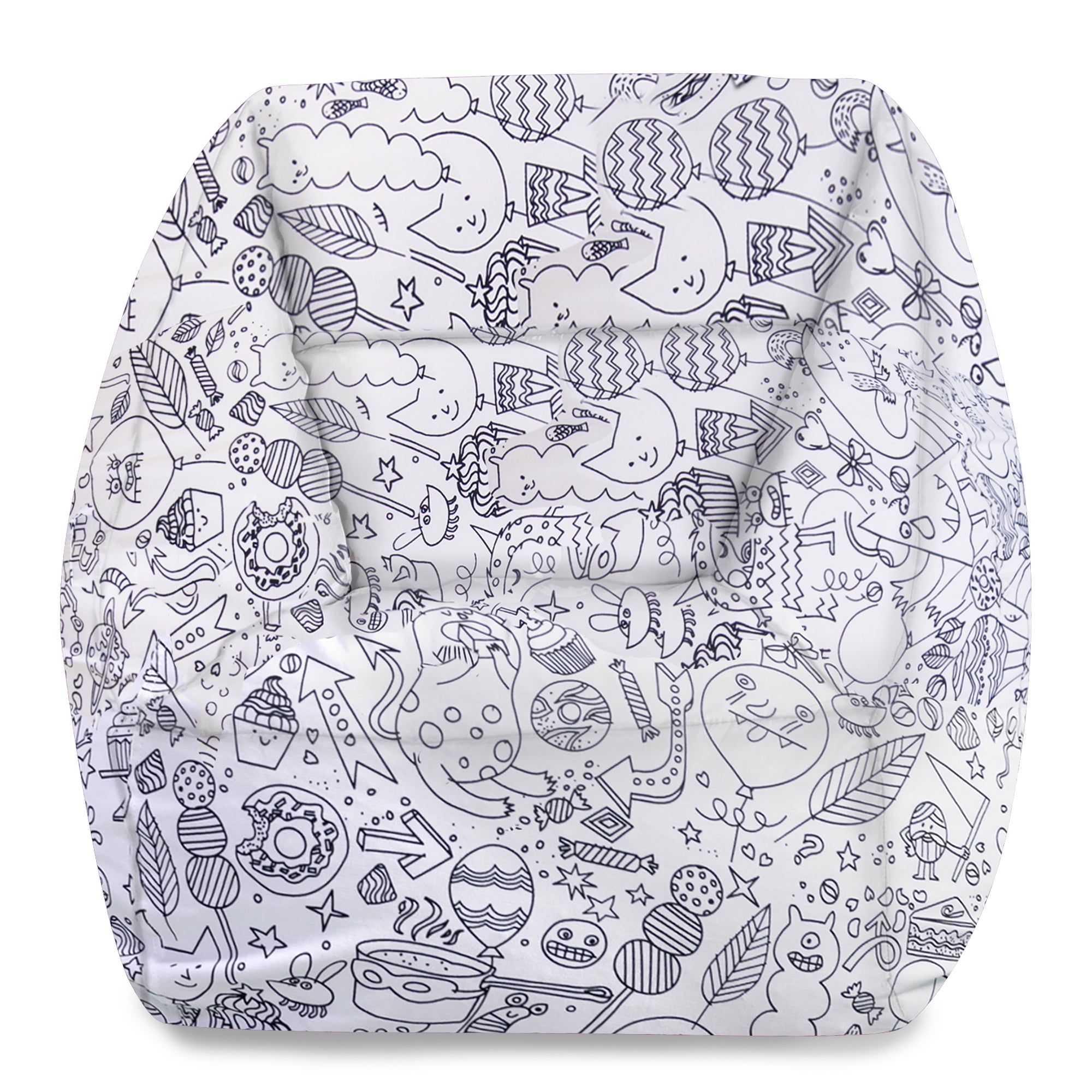 White Canvas Coloring Fabric Bean Bag Chair with Arm Rests