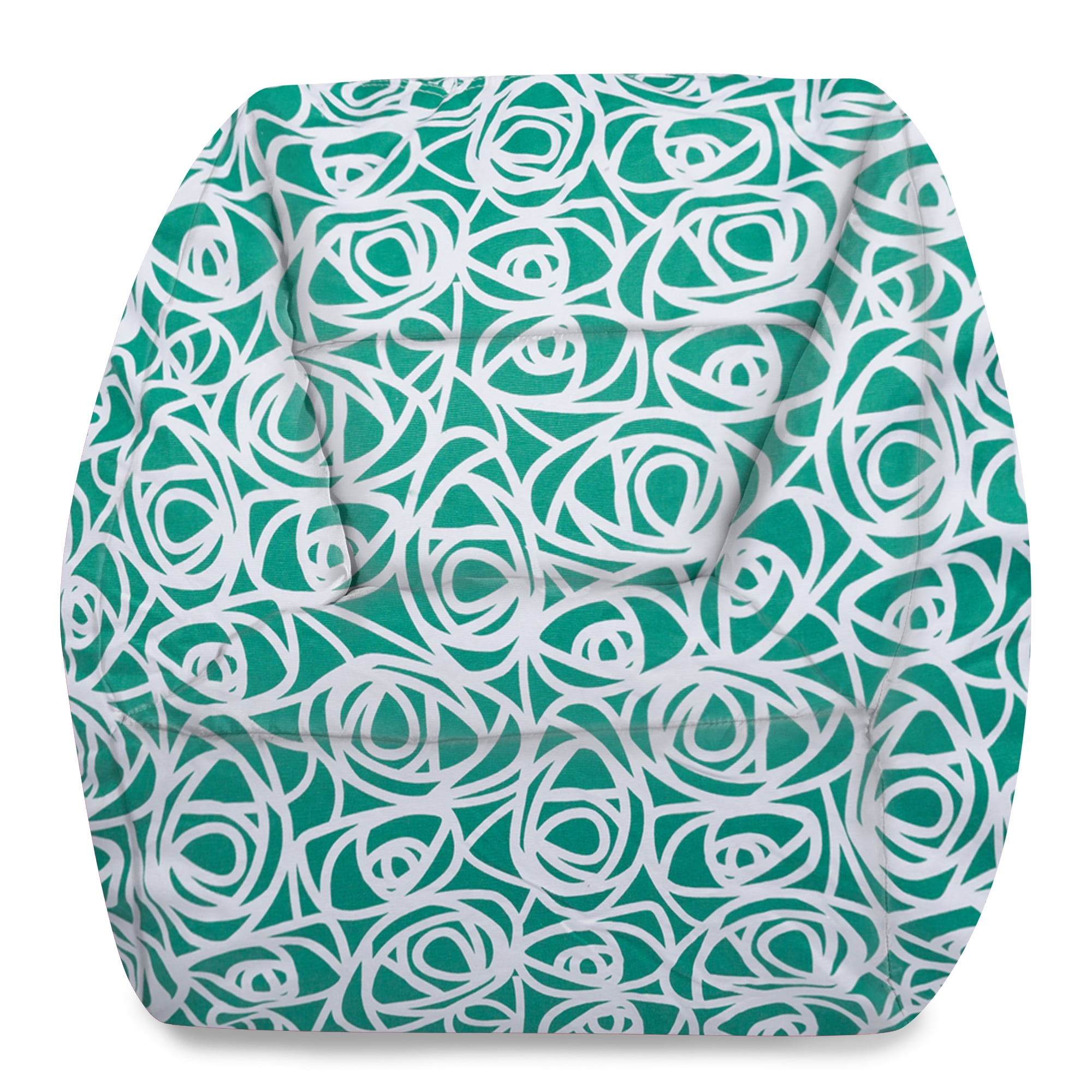 Posh Creations Coronado Bean Bag Chair, Bead Filled Lounge for Teens, Canvas, 2.3Ft, Roses on Mint