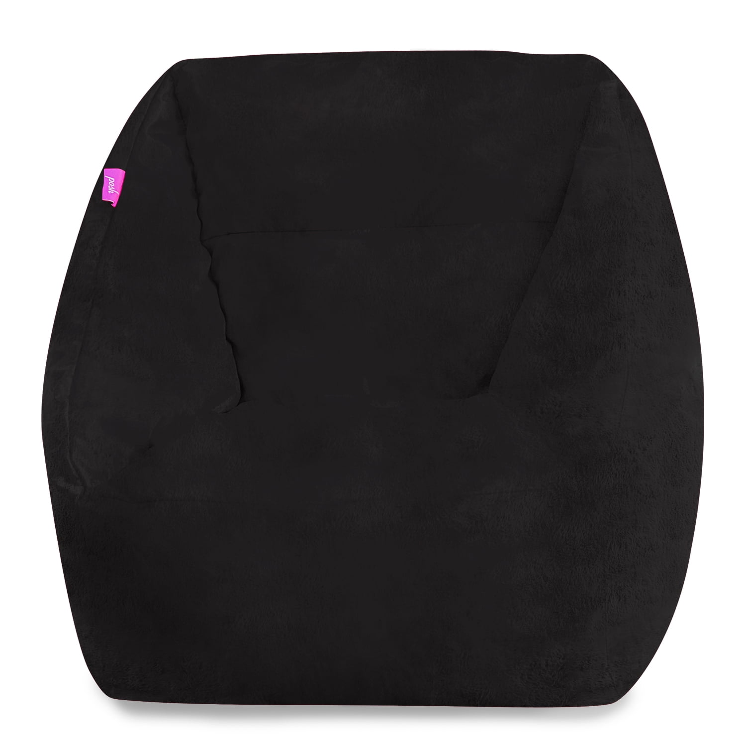 Posh Creations Coronado Bean Bag Chair, Faux Rabbit Fur, 2.25, Black